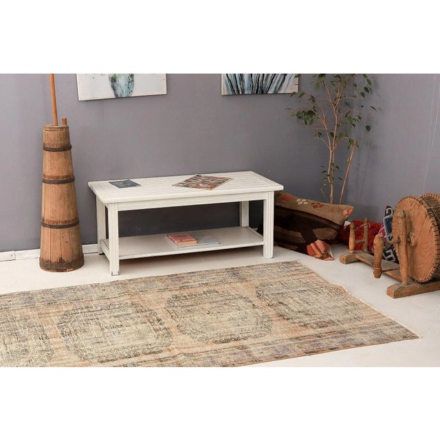 Mid 20th Century Distressed Vintage Turkish Oushak Rug For Sale In Los Angeles - Image 6 of 7