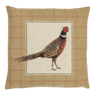 Strutting Pheasant Left Tapestry Cushion With Feather Filler - 46x46cm (18"x18") For Sale