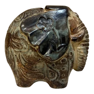 1970s Decorative Elephant Coin Bank Art Pottery