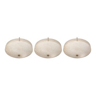 Set of Three Alabaster Flush Mount Ceiling Lights. u.s.a. Mid-20th Century. For Sale