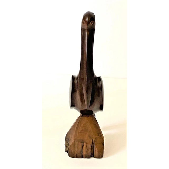 Artisan Pelican Figurine Art Deco Moderne Style Hand-Carved Wood For Sale In West Palm - Image 6 of 12