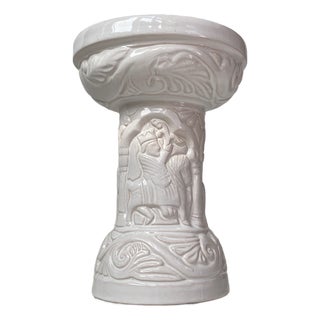 Baptismal Font Candleholder in White Glazed Terracotta by L. Hjorth, 1950s For Sale