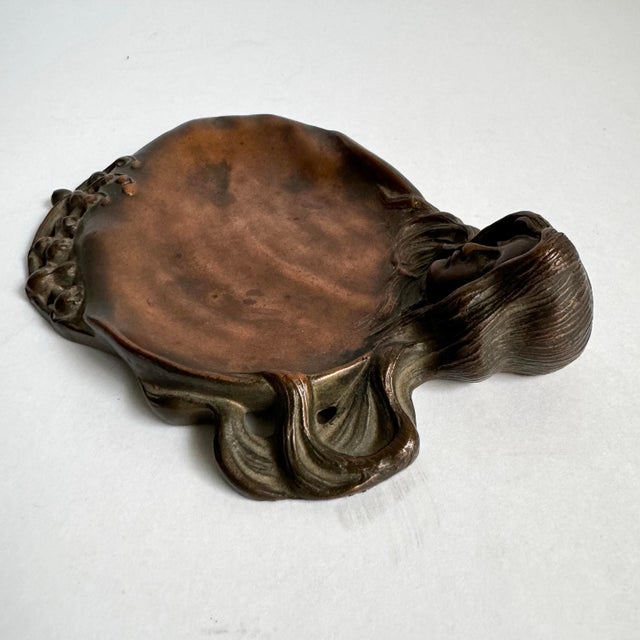 Early 20th Century Art Nouveau Tray Bronze Woman Catchall Dish French Villanis For Sale - Image 5 of 8