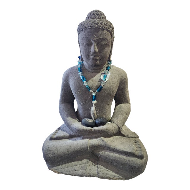 Late 20th Century Indonesian Style Lava-Stone Buddha Statue For Sale