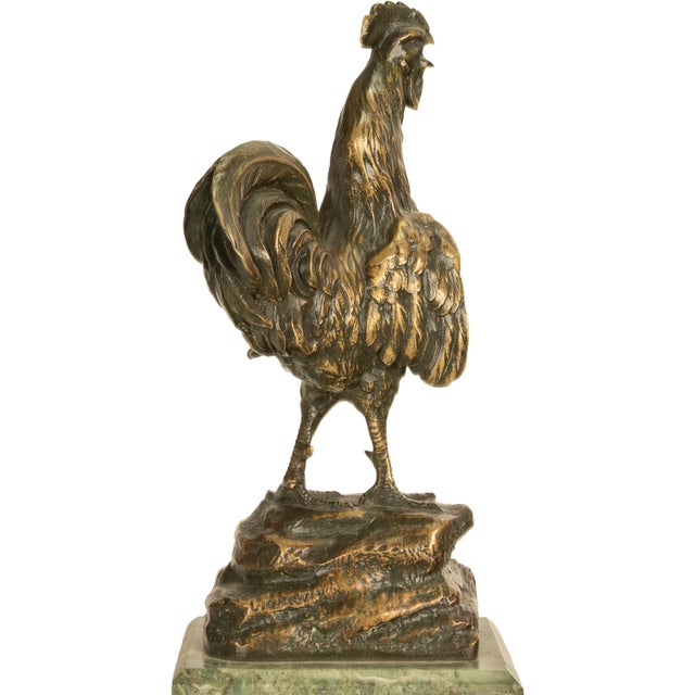 Antique French Bronze Animalier Sculpture Statue Rooster Cockerel Chicken by Louis-Albert Carvin, 1900 For Sale - Image 12 of 14
