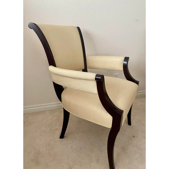 Cream Vintage Baker Furniture Barbara Barry Modern Regency Exquisite Pair Accent Armchairs For Sale - Image 8 of 16