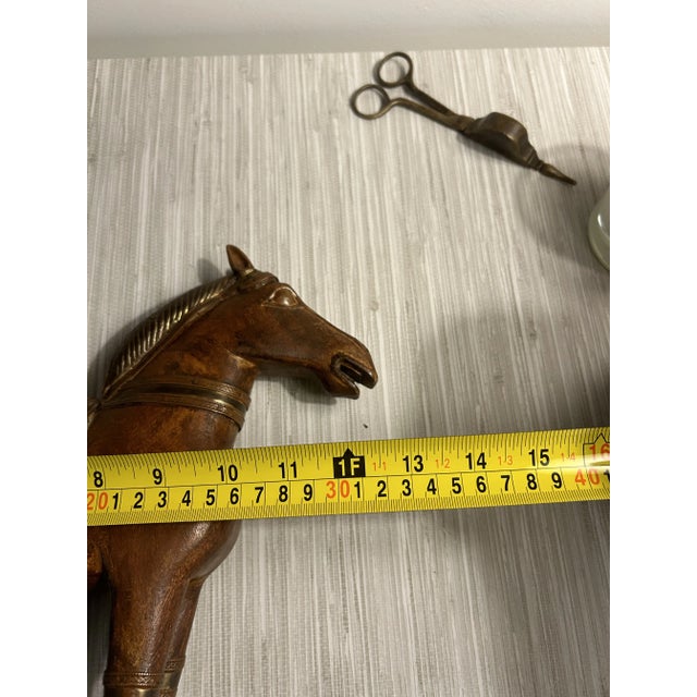 Brass Imported Chinese Carved Horse Figurine With Vintage Brass Details. For Sale - Image 8 of 12