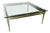 Square Steel Brass French Directoire Style Coffee Table Attributed John Vesey For Sale