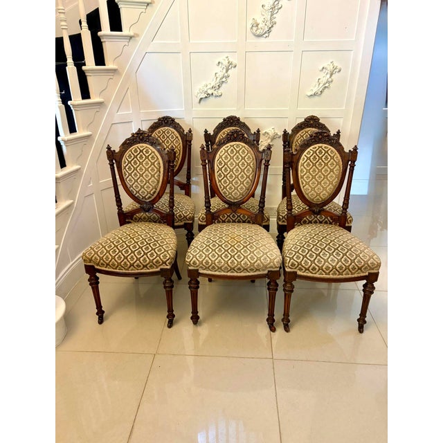 Antique Victorian Carved Walnut 9 Piece Suite, 1850, Set of 9 For Sale - Image 3 of 18