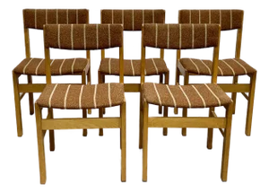 Set of 5 Mid Century Modern Oak Dining Chairs, Made in Denmark, C. 1960s