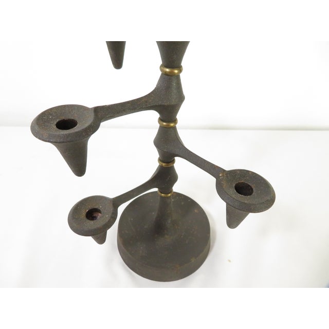 Mid Century 19" Dansk Jens Quistgaard Rotating Candelabra ~ Iron Candle Holder ~ Danish Modern Table or Mantel Art Decor For Sale In Seattle - Image 6 of 12