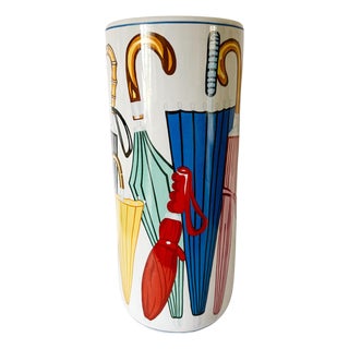 1960s Mid-Century Umbrella Stand With Illustrated Umbrellas For Sale
