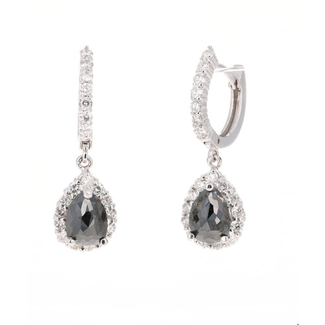 2020s 3.75 Carat Black Diamond White Gold Dangle Earrings, A Pair For Sale - Image 5 of 5