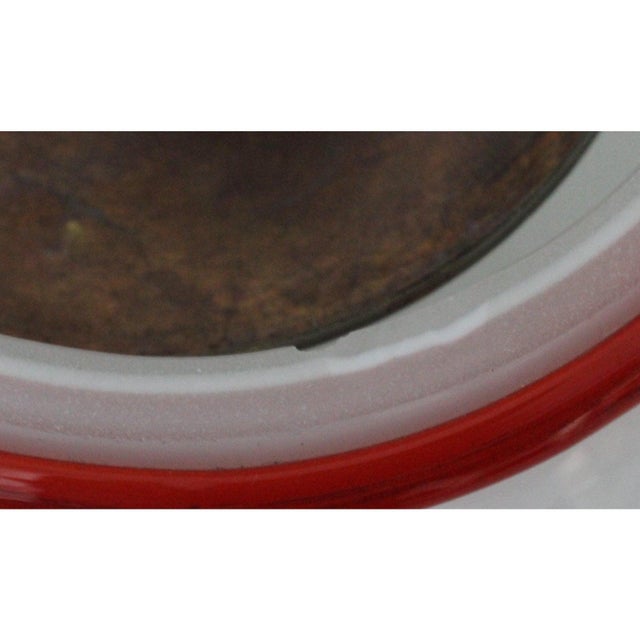 Mid-Century Modern Venini Table Lamp White, Clear, Red Cap For Sale - Image 11 of 13