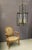 Important round brass lantern with its smoked cover, it illuminates with six lights, height without the chain 105 cm,...