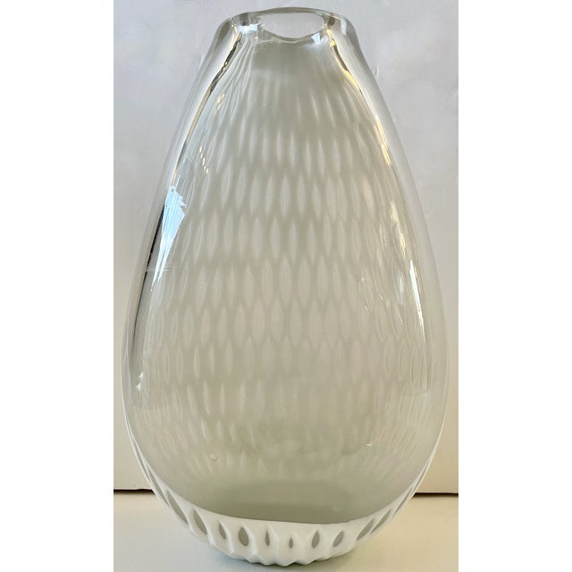 White Lace Pattern Glass Vase For Sale - Image 10 of 11