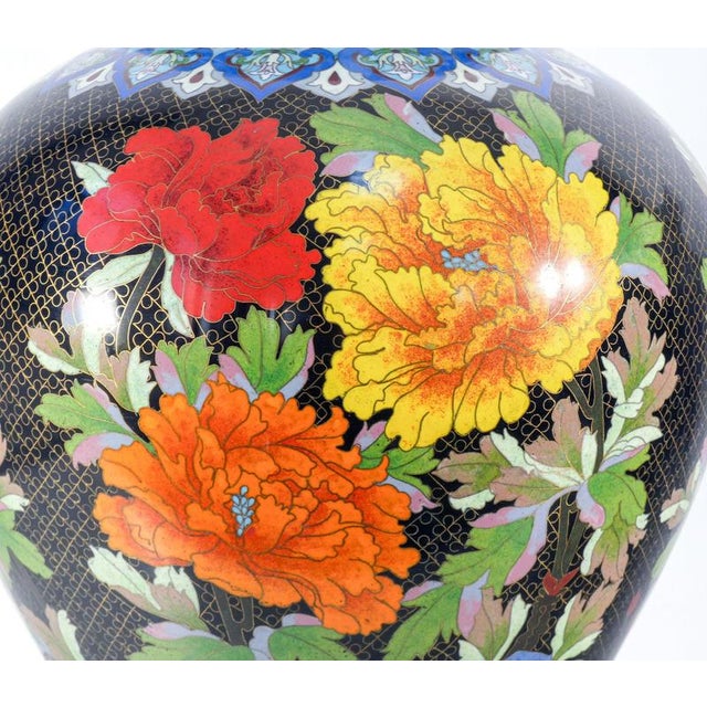 Large Cloisonné Enamel Vase with Lid, China For Sale - Image 15 of 18