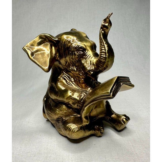 Vintage quot Literary quot Elephant Decor Object Solid Brass Chairish