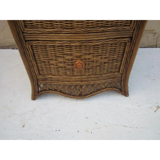 Wood Wicker Rattan Tommy Bahama Style Nightstand Two Drawer For Sale - Image 7 of 13