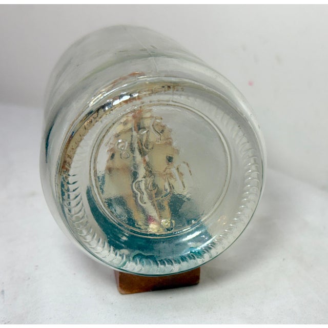 Brown Vintage Handmade Nautical Wood Sail Ship Boat in Glass Bottle Model Sculpture For Sale - Image 8 of 14