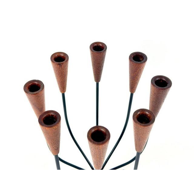 Danish Teak and String Candleholder from Lüthje, 1960s For Sale - Image 4 of 9