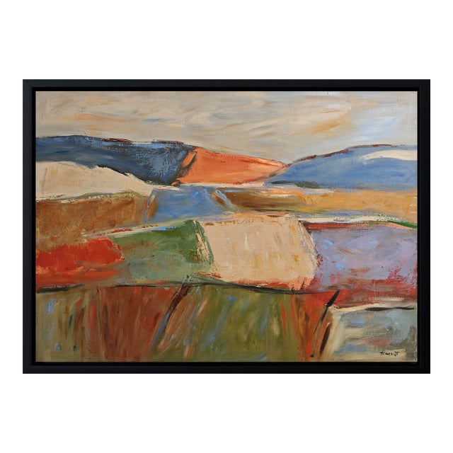 Contemporary Abstract Landscape Painting, Oil on Canvas by Sophie Dumont, Framed For Sale