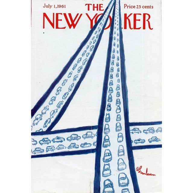 Original vintage New Yorker magazine cover from July 1, 1961 featuring a July 4th theme. Cover illustration by Abe...