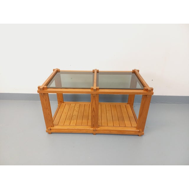 Vintage Rectangular Coffee Table in Pine and Smoked Glass, 1970s For Sale - Image 12 of 13