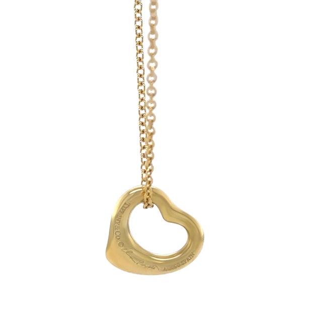 Elsa Peretti & Tiffany & Co. Tiffany & Co 18ct Yellow Gold Elsa Peretti Open Heart Pendant 3g For Sale - Image 4 of 7