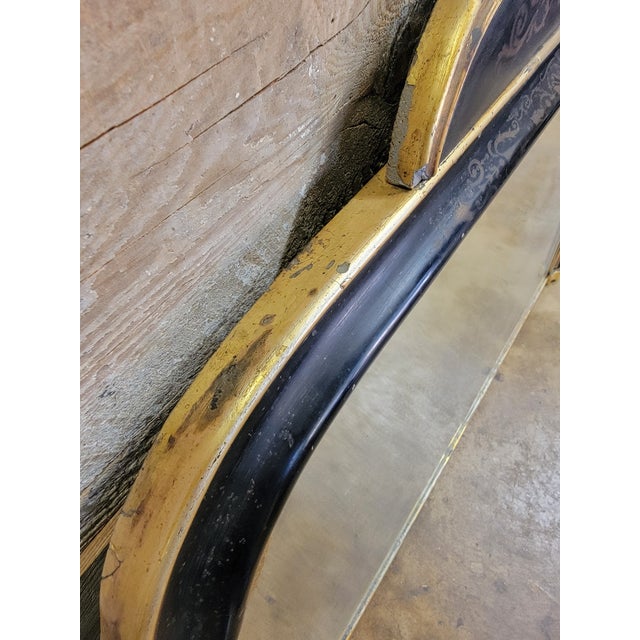 Ebony Late 19th Century Gilded and Ebonized Mirror With Floral Decoration For Sale - Image 8 of 11