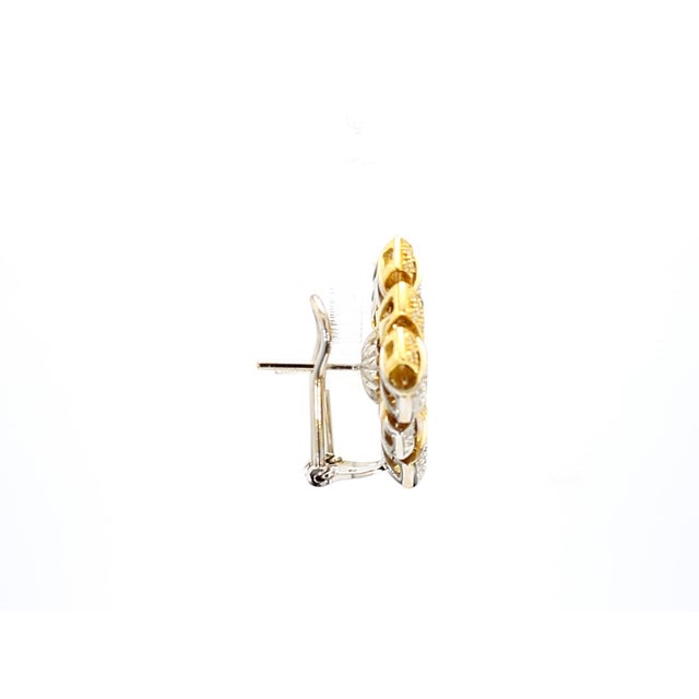 Metal Garavelli 3.5 Ct Diamond Woven Square 18k Two-Tone Gold Clip-on Earrings, Pair For Sale - Image 7 of 9