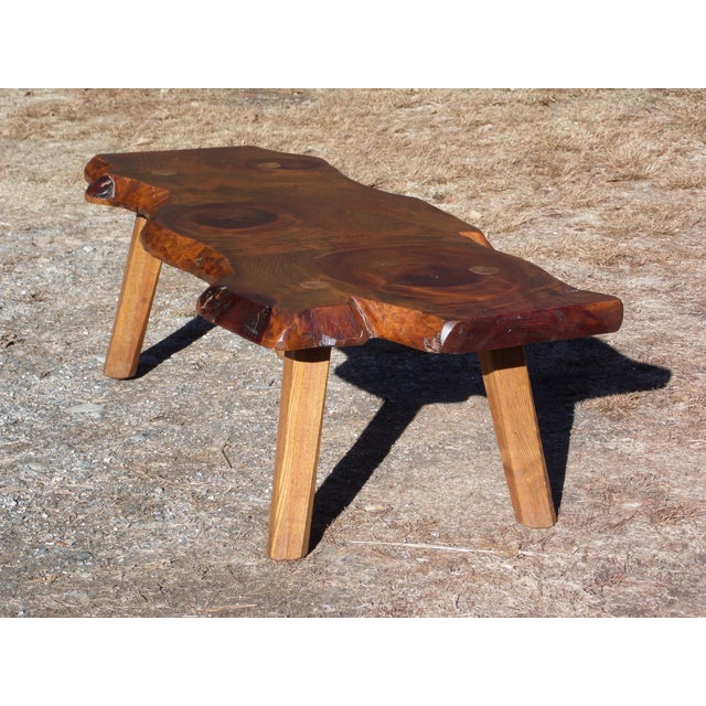 Vintage Organic Wood Tree Slab Surfboard Coffee Table Pioneer Furniture Vermont