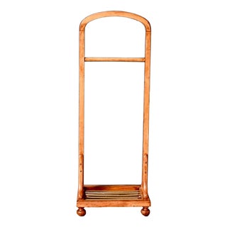 Vintage Wood and Gilt Brass Valet Stand with Turned Legs, 1930s For Sale