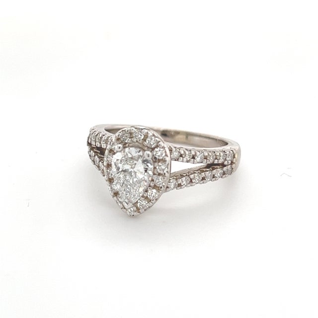 Pear Shape Diamond Engagement Ring 14k Gold 1.38 TCW Certified For Sale In New York - Image 6 of 13