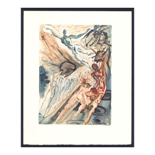1963 Dalí Divine Comedy Engraving Purgatoire Chant 26 "Les Deux Troupes Des Luxurieux" (The Two Hosts of the Lustful) For Sale