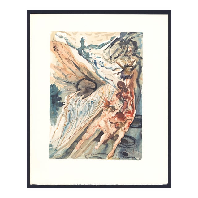 1963 Dalí Divine Comedy Engraving Purgatoire Chant 26 "Les Deux Troupes Des Luxurieux" (The Two Hosts of the Lustful) For Sale