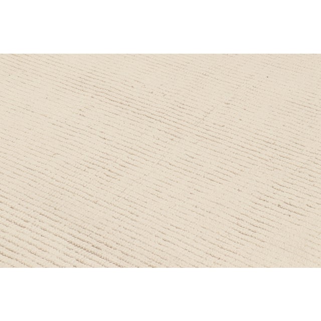 Moroccan Rug & Kilim’s Modern Textural Rug in Cream & Brown with Ribbed Stripes - 13x18 For Sale - Image 3 of 7