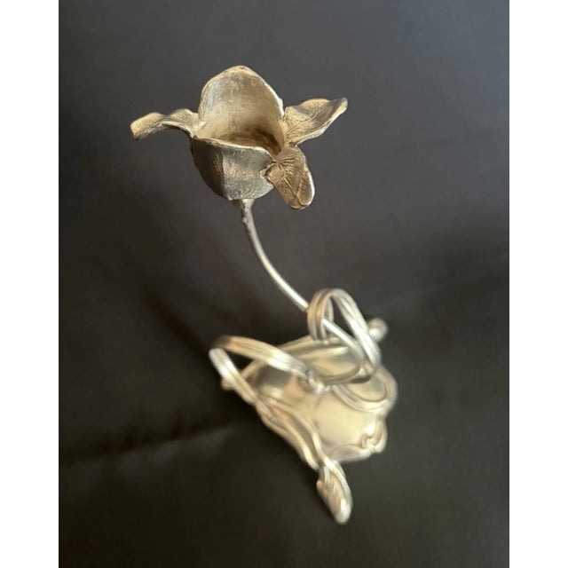 Vintage/Antique Art Nouveau Silver Taper Candle Stick Holder For Sale In Los Angeles - Image 6 of 8