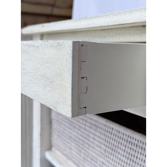 Late 20th Century Pair of Distressed French Style Nightstands With Woven Basket Shelves For Sale - Image 9 of 10