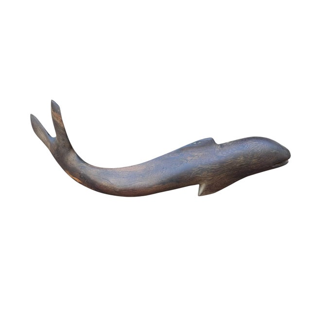 1970s Hand Carved Ironwood Whale or Dolphin Marine Animal Large 18” For Sale - Image 10 of 13