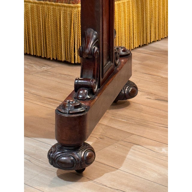 Early 19th Century William IV Mahogany Library Table/Desk With Green Leather Inset Writing Surface For Sale - Image 5 of 12