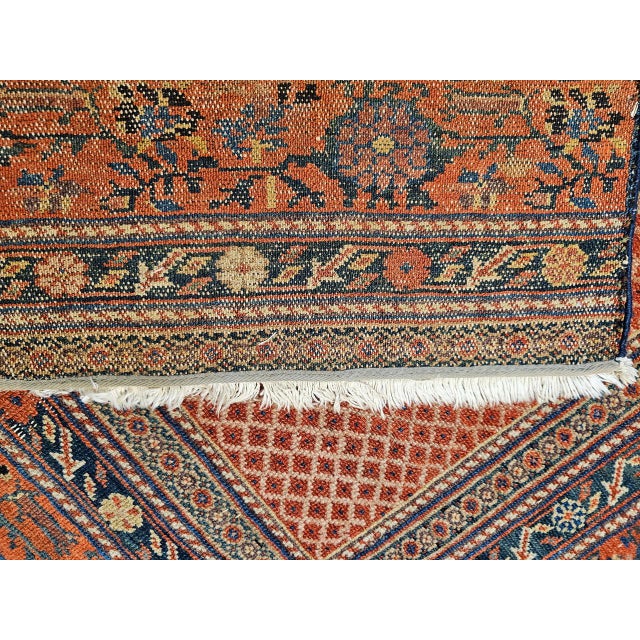 Navy Blue Vintage Persian Malayer Gallery Area Rug, Hand-Knotted Wool, Geometric Pattern, 5x13, Navy & Terracotta For Sale - Image 8 of 16