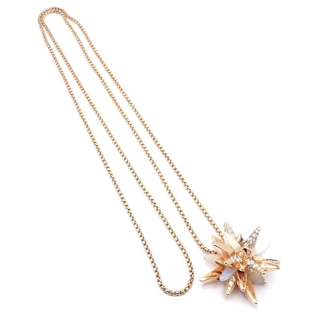 Cartier Rose Gold Limited Edition Diamond Mop Meterore Fractal Pendant Necklace For Sale - Image 10 of 13