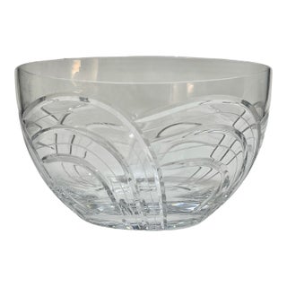 Rogaska "Maestro" Centerpiece Leaded Crystal Bowl | Modern Etched Design | Yugoslavia For Sale