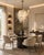 Striking vintage Murano glass chandelier featuring an exuberant hand-blown composition of swirling spiral arms, curled...