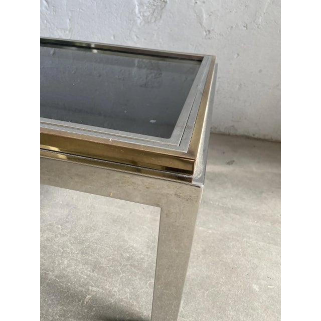 Mid-Century Italian Modern Chrome and Brass Coffee Table with Smoked Glass Top, 1970s For Sale - Image 9 of 10