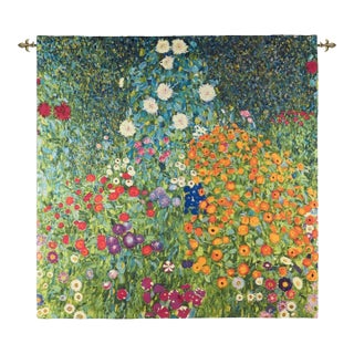 Klimt Flower Garden Tapestry - 140 X 140 Cm (4’7” X 4’7”) - Requires Rod Size 4 For Sale