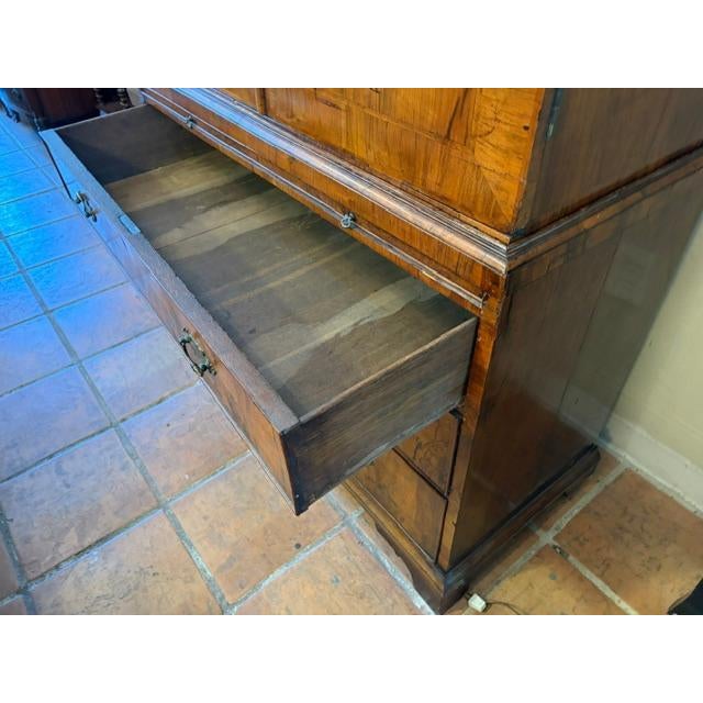 Wood Antique English Gentlemans Chest on Chest, Burl Walnut, 1820s Secret Drawer For Sale - Image 7 of 13