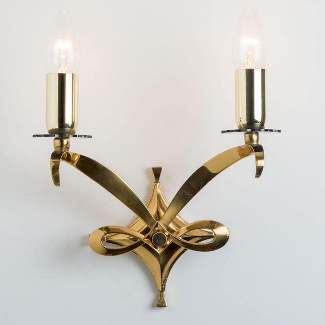 Gold and Brass Wall Sconces from Leleu, 1960s, Set of 2 For Sale - Image 11 of 18