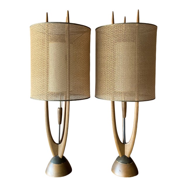 Pair of Mid Century Modern 'Cactus' Table Lamps | in the Style of Modeline Lamps For Sale